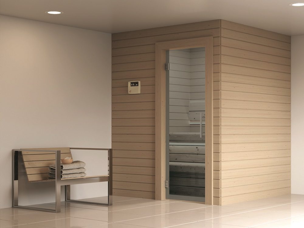 Sauna dør badstudør med grått glass